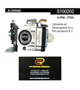 ALPINA – STIGA   Carburatore per Decespugliatore 25 cc Foro aspirazione Ø 11