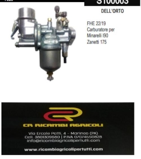 DELL’ORTO FHE 22/19 Carburatore per  Minarelli I90  Zanetti 175
