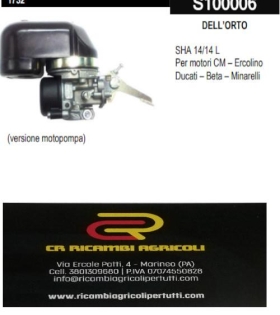 DELL’ORTO SHA 14/14 L Per motori CM – Ercolino Ducati – Beta – Minarelli