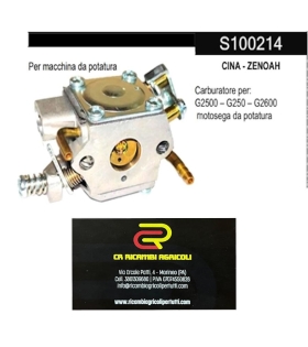 CINA - ZENOAH Carburatore per : G2500 – G250 – G2600  motosega da potatura