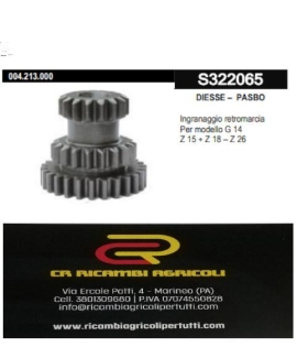 DIESSE – PASBO Ingranaggio retromarcia Per modello G 14 Z 15 + Z 18 – Z 26