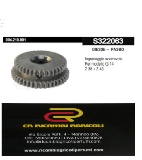 DIESSE – PASBO Ingranaggio scorrevole Per modello G 14  Z 38 + Z 43