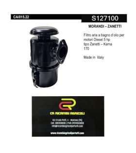 MORANDI – ZANETTI  Filtro aria a bagno d’olio per  motori Diesel 5 hp tipo Zanetti – Kama  170 Made in Iitaly