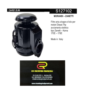 MORANDI – ZANETTI Filtro aria a bagno d’olio per  motori Diesel 7hp  avviamento elettrico tipo Zanetti – Kama  170E – 178E Made in Iitaly