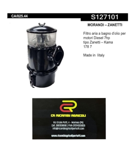 MORANDI – ZANETTI Filtro aria a bagno d’olio per  motori Diesel 7hp tipo Zanetti – Kama  178 7 Made in Iitaly