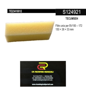 TECUMSEH Filtro aria per BV150 – 172  150 × 38 × 33 mm