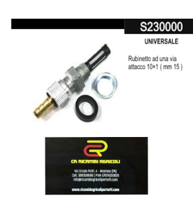 UNIVERSALE Rubinetto ad una via  attacco 10×1 ( mm 15 )