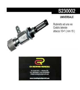 UNIVERSALE Rubinetto ad una via  Codolo laterale attacco 10×1 ( mm 15 )