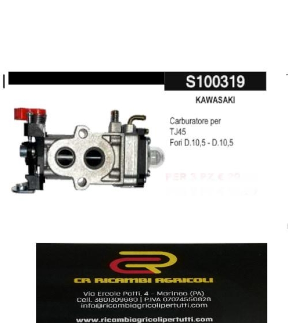 Immagine 0 di KAWASAKI Carburatore per TJ45 Fori D.10,5 - D.10,5