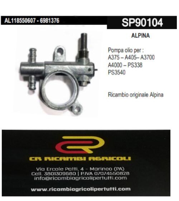Immagine 2 di ALPINA Pompa olio per : A375 – A405– A3700 A4000 – PS338 PS3540 Ricambio originale Alpina
