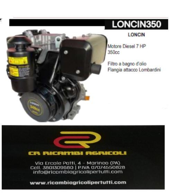 Immagine 0 di LONCIN Motore Diesel 7 HP 350cc Filtro a bagno d’olio Flangia attacco Lombardini