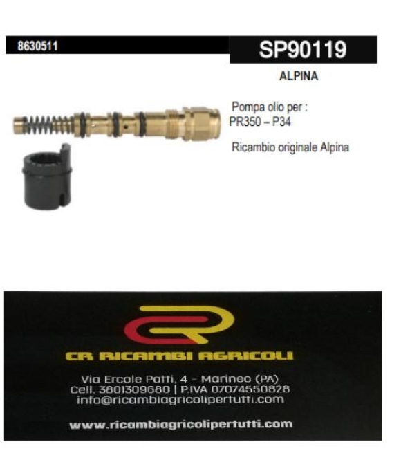 Immagine 0 di ALPINA Pompa olio per : PR350 – P34 Ricambio originale Alpina