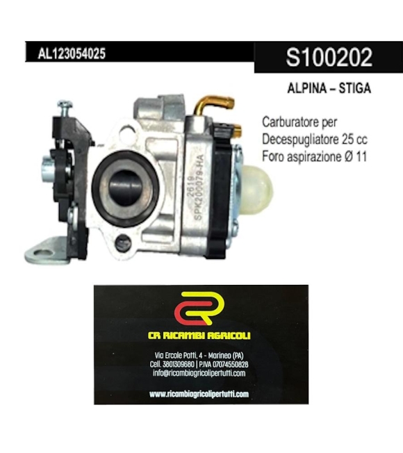 Immagine 0 di ALPINA – STIGA   Carburatore per Decespugliatore 25 cc Foro aspirazione Ø 11