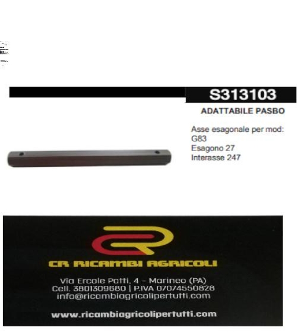Immagine 0 di ADATTABILE PASBO Asse esagonale per mod: G83 Esagono 27 Interasse 247