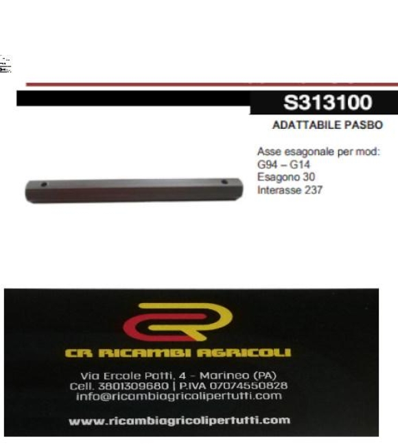 Immagine 0 di ADATTABILE PASBO Asse esagonale per mod: G94 – G14 Esagono 30 Interasse 237