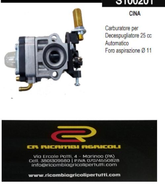 Immagine 0 di CINA Carburatore per Decespugliatore 25 cc Automatico Foro aspirazione Ø 11