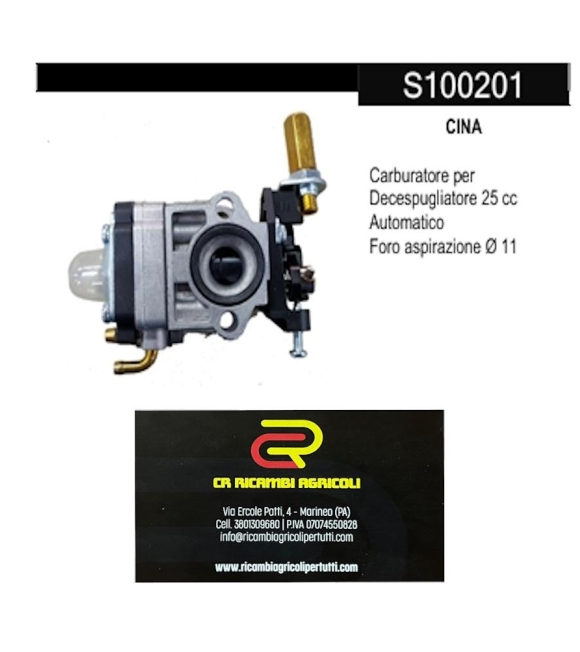 Immagine 0 di CINA Carburatore per Decespugliatore 25 cc Automatico  Foro aspirazione Ø 11