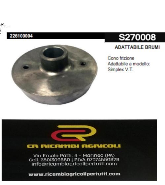 Immagine 0 di ADATTABILE BRUMI Cono frizione Adattabile a modello: Simplex V.T.