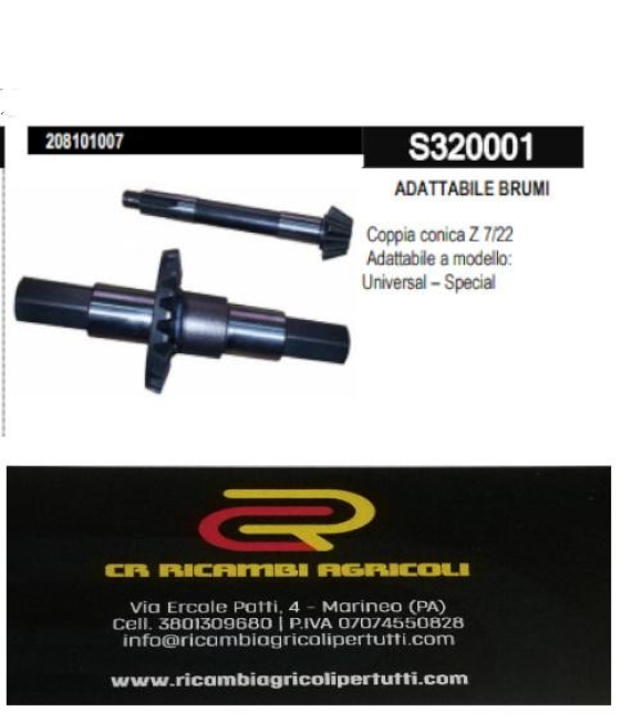 Immagine 0 di ADATTABILE BRUMI Coppia conica Z 7/22 Adattabile a modello: Universal – Special