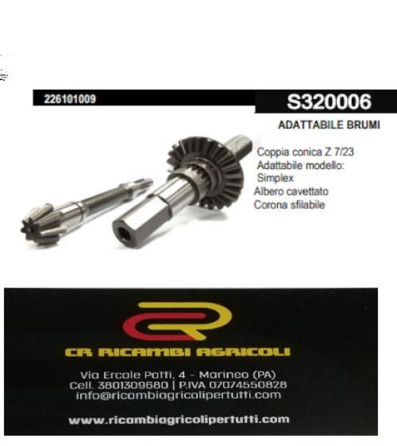 Immagine 2 di ADATTABILE BRUMI Coppia conica Z 7/23 Adattabile modello: Simplex Albero cavettato Corona sfilabile