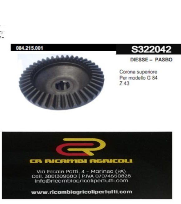 Immagine 0 di DIESSE – PASBO Corona superiore Per modello G 84 Z 43