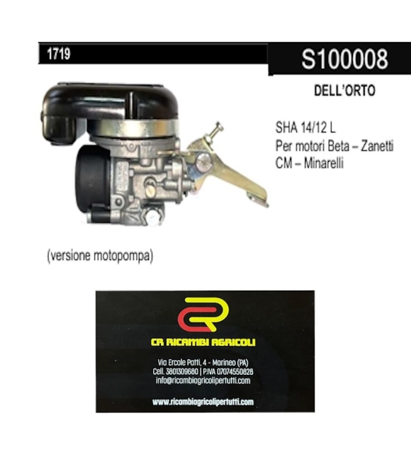 Immagine 0 di DELL’ORTO SHA 14/12 L Per motori Beta – Zanetti CM – Minarelli versione motopompa