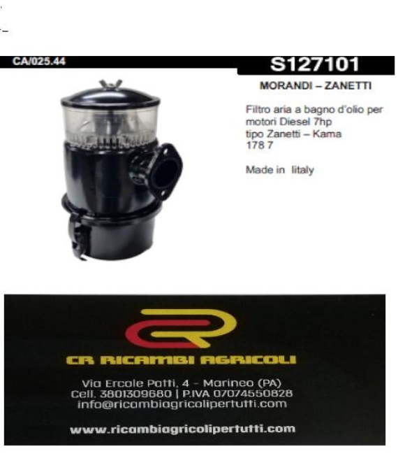 Immagine 0 di MORANDI – ZANETTI Filtro aria a bagno d’olio per motori Diesel 7hp tipo Zanetti – Kama 178 7 Made in Iitaly