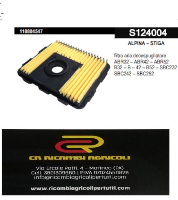 Immagine 0 di ALPINA – STIGA filtro aria decespugliatore ABR32 – ABR42 – ABR52 B32 – B – 42 – B52 – SBC232 SBC242 – SBC252