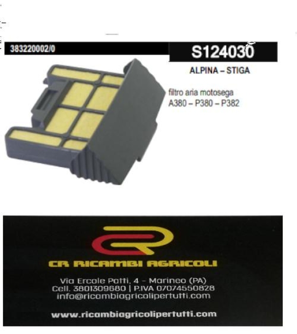 Immagine 0 di ALPINA – STIGA filtro aria motosega A380 – P380 – P382