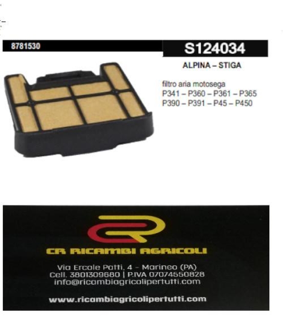 Immagine 0 di ALPINA – STIGA filtro aria motosega P341 – P360 – P361 – P365 P390 – P391 – P45 – P450