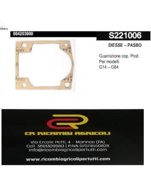 Immagine 0 di DIESSE – PASBO Guarnizione cop. Post. Per modelli G14 – G84
