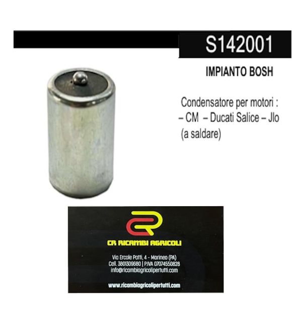 Immagine 0 di IMPIANTO BOSH Condensatore per motori : – CM – Ducati Salice – Jlo (a saldare)