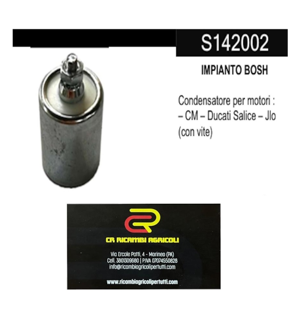 Immagine 0 di IMPIANTO BOSH Condensatore per motori : – CM – Ducati Salice – Jlo  (con vite)
