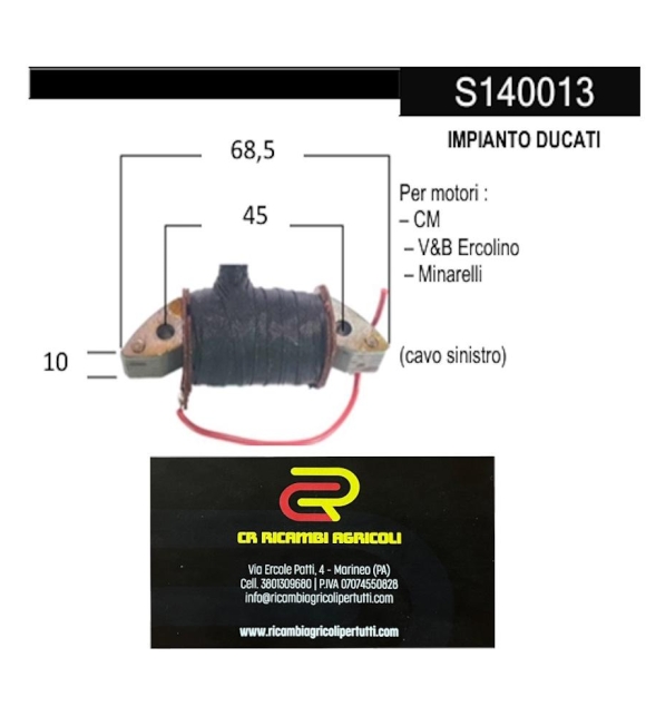 Immagine 0 di Impianto Ducati Per motori : – CM – V&B Ercolino – Minarelli (cavo sinistro)
