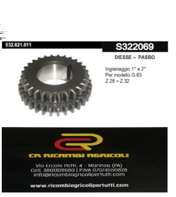 Immagine 0 di DIESSE – PASBO Ingranaggio 1° e 2° Per modello G 83 Z 28 + Z 32