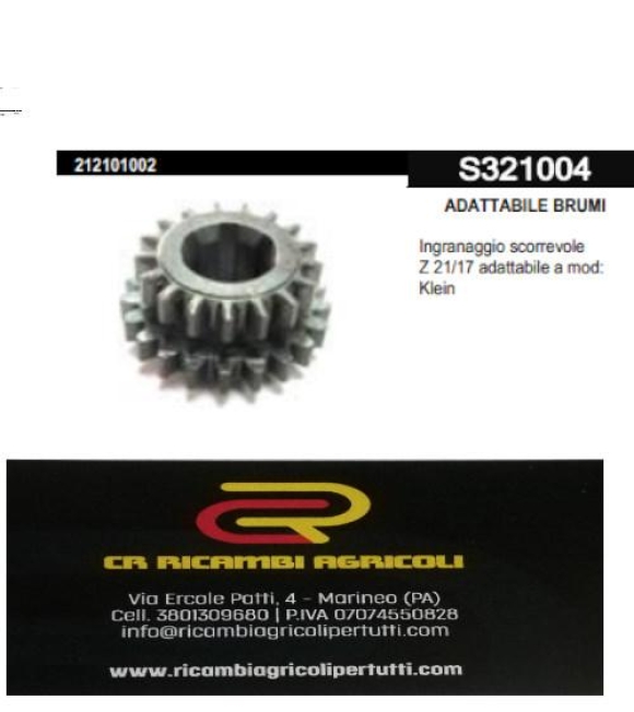 Immagine 0 di ADATTABILE BRUMI Ingranaggio scorrevole Z 21/17 adattabile a mod: Klein