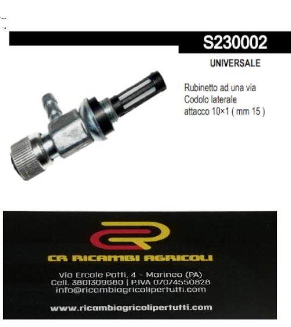 Immagine 0 di UNIVERSALE Rubinetto ad una via Codolo laterale attacco 10×1 ( mm 15 )