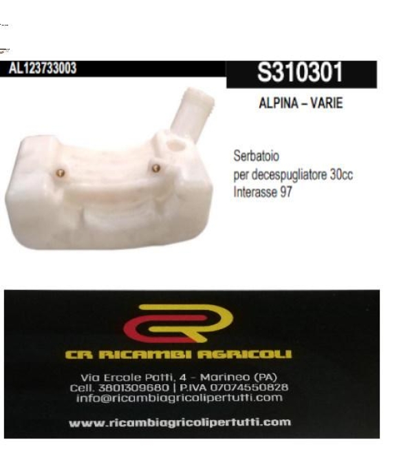 Immagine 0 di ALPINA – VARIE Serbatoio  per  30cc Interasse 97